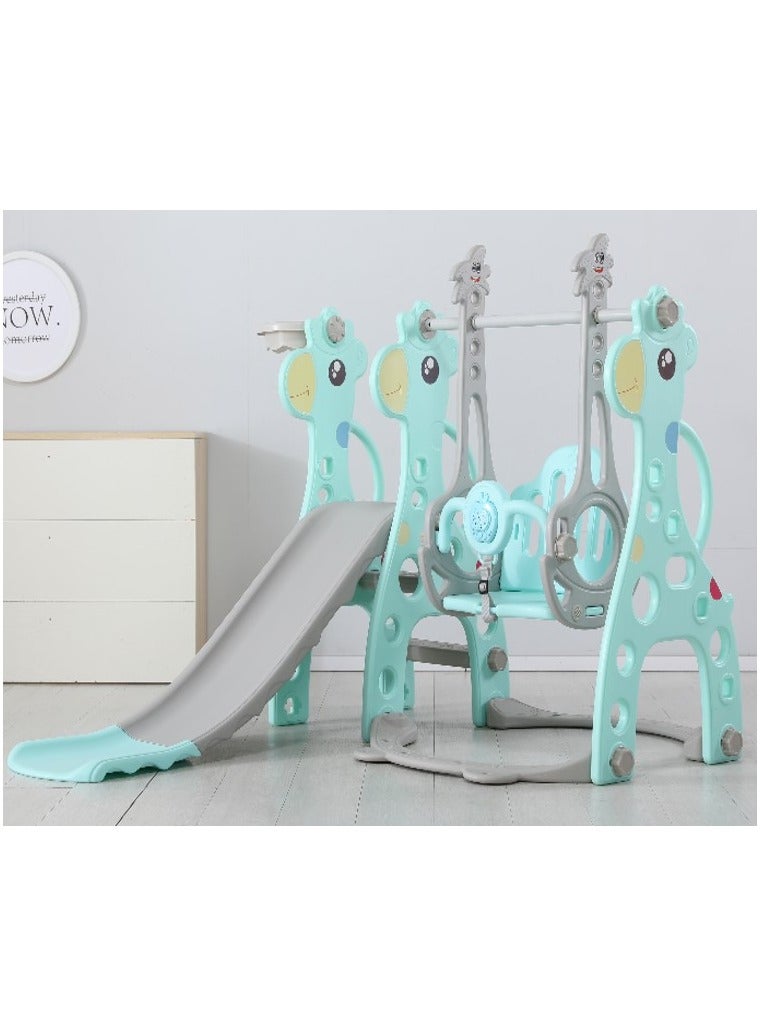 فول جوي مجموعة زحليقة وأرجوحة مع حلقة كرة سلة 3*1 للأطفال،مجموعة ملعب داخلي وخارجي للأطفال الصغار،مجموعة ألعاب متسلقة للأطفال - Image 2