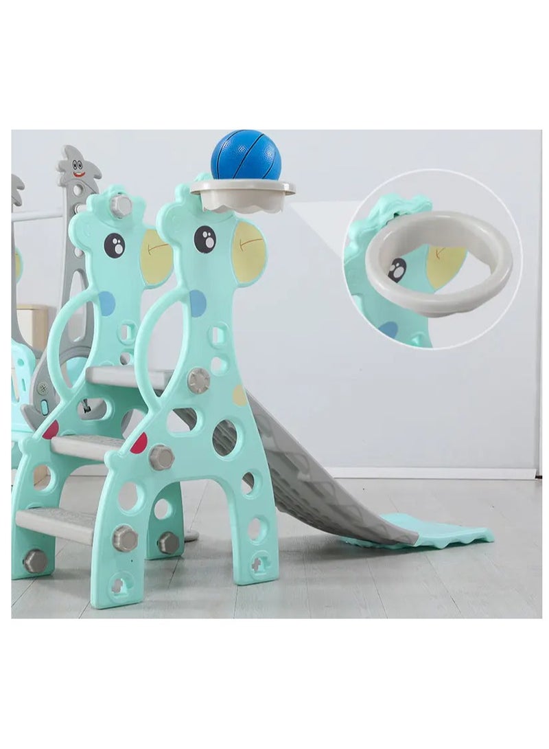 فول جوي مجموعة زحليقة وأرجوحة مع حلقة كرة سلة 3*1 للأطفال،مجموعة ملعب داخلي وخارجي للأطفال الصغار،مجموعة ألعاب متسلقة للأطفال - Image 3