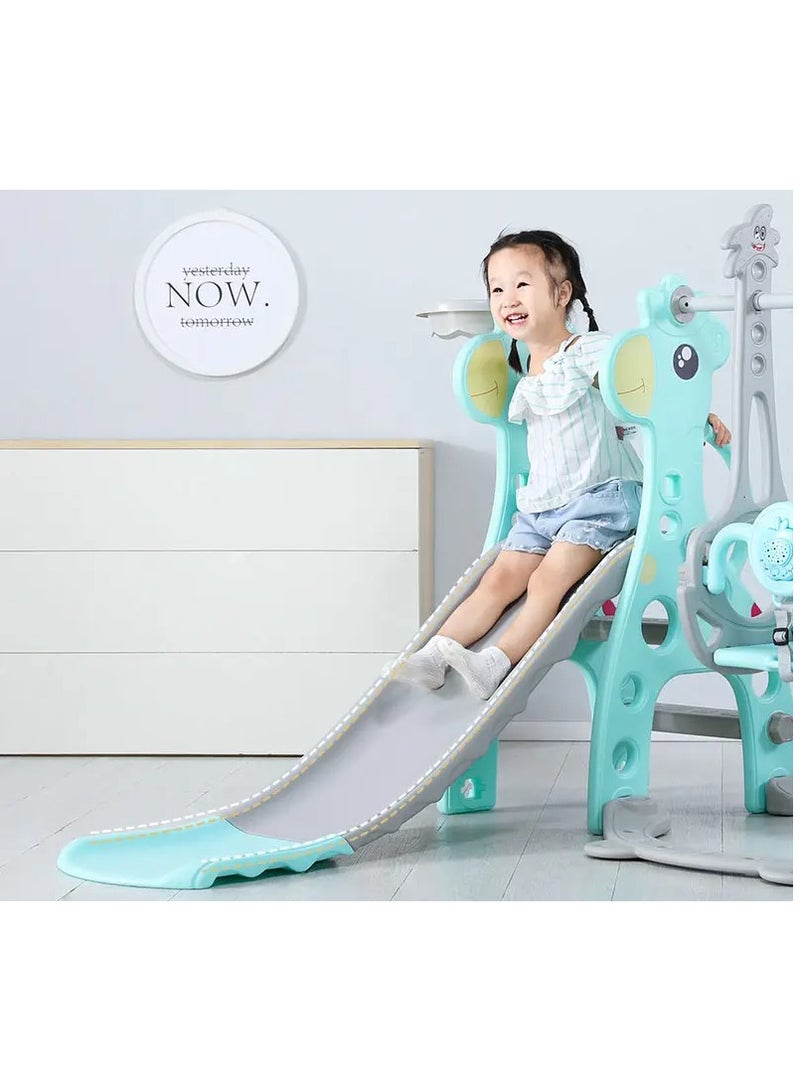 فول جوي مجموعة زحليقة وأرجوحة مع حلقة كرة سلة 3*1 للأطفال،مجموعة ملعب داخلي وخارجي للأطفال الصغار،مجموعة ألعاب متسلقة للأطفال - Image 4