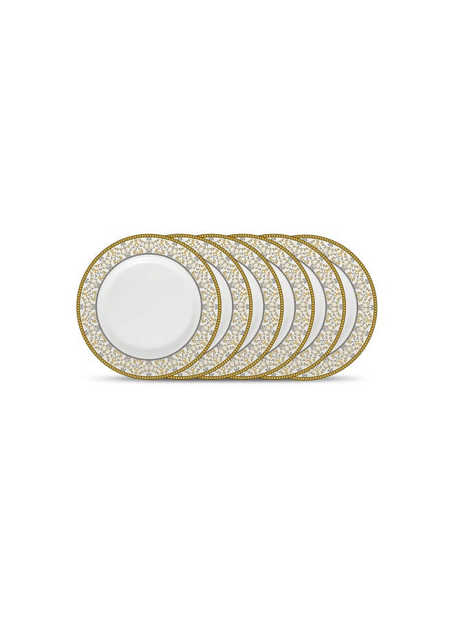 La Opala Diva Sovrana Collection Opal Glass Crockery | Quarter Plate Set of 6 Moroccan Gold | Side Plate for Snacking & Gifting | Microwave Safe | 100% Vegetarian | Extra Strong | Super Light & White - Image 4