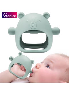 Gonice Little Bear Silicone Baby Mitten Teething Chew Toy for Babies 3-6 Months 6-12 Months, Anti-Drop Teether Glove BPA-Free for Girls and Boys Sucking Biting Needs Soothing Gums Pain Relief (Green)  - Image 1