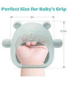 Gonice Little Bear Silicone Baby Mitten Teething Chew Toy for Babies 3-6 Months 6-12 Months, Anti-Drop Teether Glove BPA-Free for Girls and Boys Sucking Biting Needs Soothing Gums Pain Relief (Green)  - Image 5