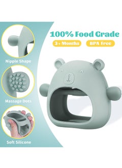 Gonice Little Bear Silicone Baby Mitten Teething Chew Toy for Babies 3-6 Months 6-12 Months, Anti-Drop Teether Glove BPA-Free for Girls and Boys Sucking Biting Needs Soothing Gums Pain Relief (Green)  - Image 2