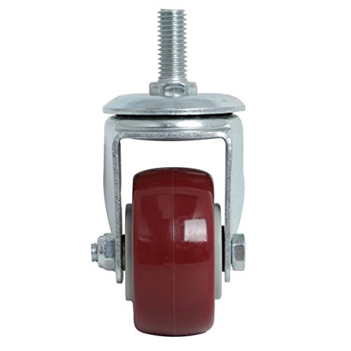 Finnhomy Swivel Caster Wheels 2 Inch Heavy Duty Threaded Stem Casters 1/2"-13 x 1 Set of 4 Premium Polyurethane Wheels PU Anti-wear Smooth Casters, Red - Image 2