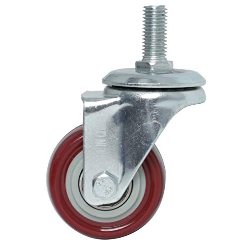 Finnhomy Swivel Caster Wheels 2 Inch Heavy Duty Threaded Stem Casters 1/2"-13 x 1 Set of 4 Premium Polyurethane Wheels PU Anti-wear Smooth Casters, Red - Image 5