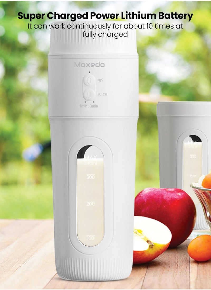 Moxedo - Moxedo 3 in 1 Portable Juicer Blender USB Rechargeable 4 Stainless Steel Blades BPA Free Material Mini Blender Smoothie Maker Lemon Orange Juicer - Image 1