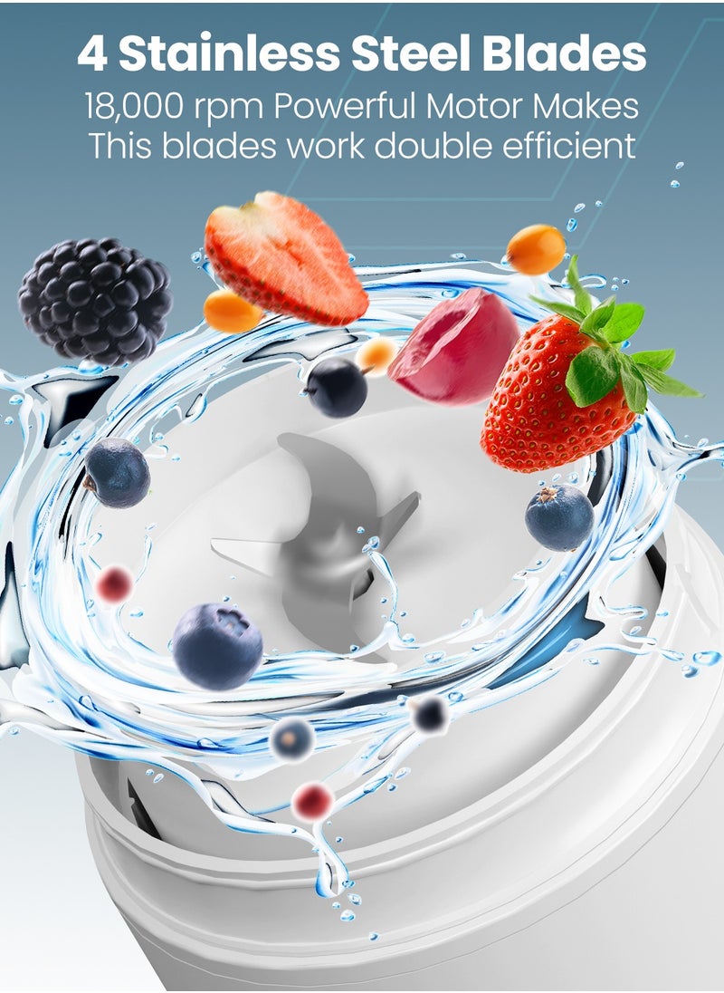 Moxedo - Moxedo 3 in 1 Portable Juicer Blender USB Rechargeable 4 Stainless Steel Blades BPA Free Material Mini Blender Smoothie Maker Lemon Orange Juicer - Image 1