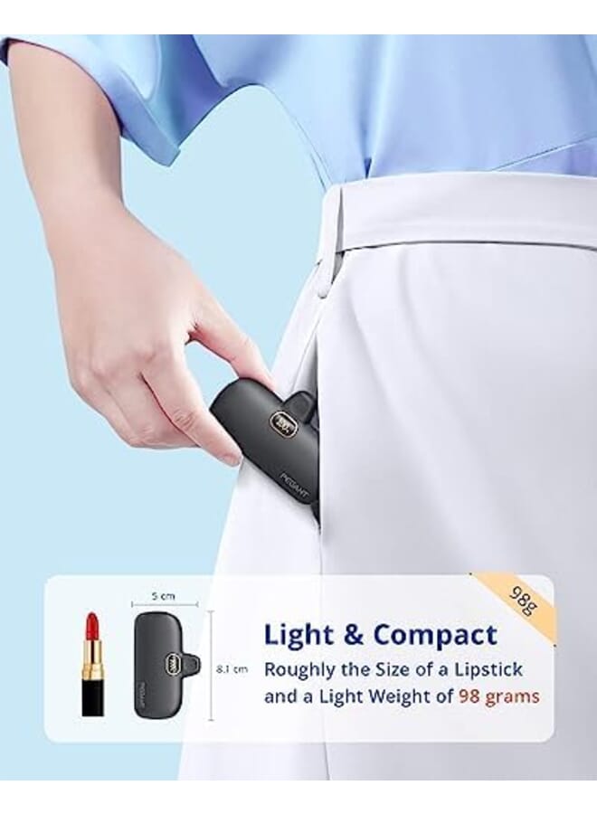 PEGANT 5000Mah Mini Power Bank 20W Usb C With Pd3.0 And Qc3.0 Fast Charging Compact And Portable Charger Small Type C External Powerbank Battery Compatible With Iphone 15 Black - Image 3