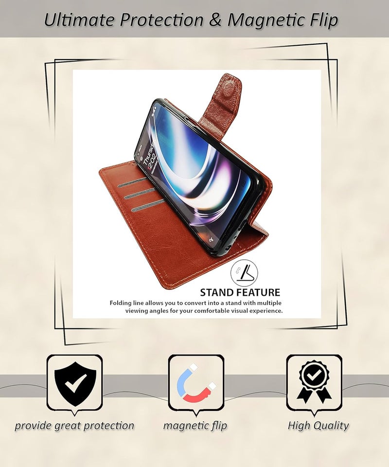 SBMS Flip Cover for Samsung Galaxy A17 5G / Samsung Galaxy F17 5G Back Cover Case with Magnatic Closure | Inbuilt Stand | Card & Money Pocket (Brown) - Image 3