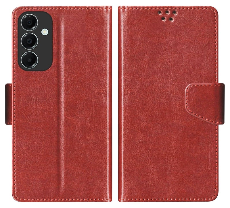 SBMS Flip Cover for Samsung Galaxy A17 5G / Samsung Galaxy F17 5G Back Cover Case with Magnatic Closure | Inbuilt Stand | Card & Money Pocket (Brown) - Image 1