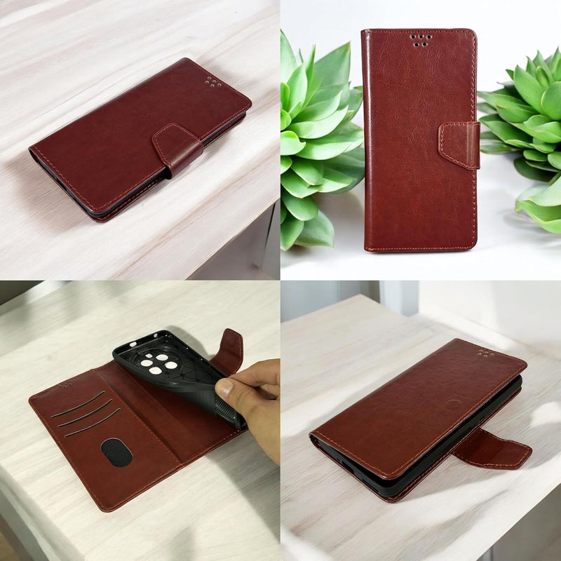 SBMS Flip Cover for Samsung Galaxy A17 5G / Samsung Galaxy F17 5G Back Cover Case with Magnatic Closure | Inbuilt Stand | Card & Money Pocket (Brown) - Image 5