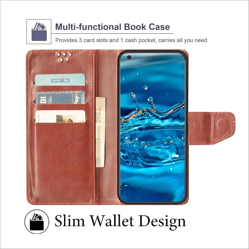 SBMS Flip Cover for Samsung Galaxy A17 5G / Samsung Galaxy F17 5G Back Cover Case with Magnatic Closure | Inbuilt Stand | Card & Money Pocket (Brown) - Image 4