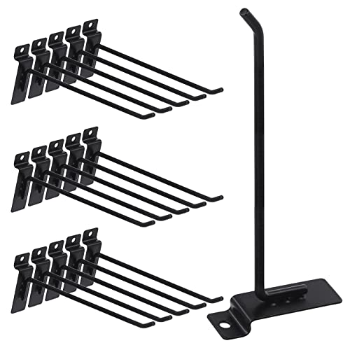Swpeet 20Pcs 8 Inch Heavy Duty Slatwall Hooks Assortment Kit Accessories for Slatwall Panel Garage Organization Pegboard Gridwall Display Hooks for Retail Black - Image 1