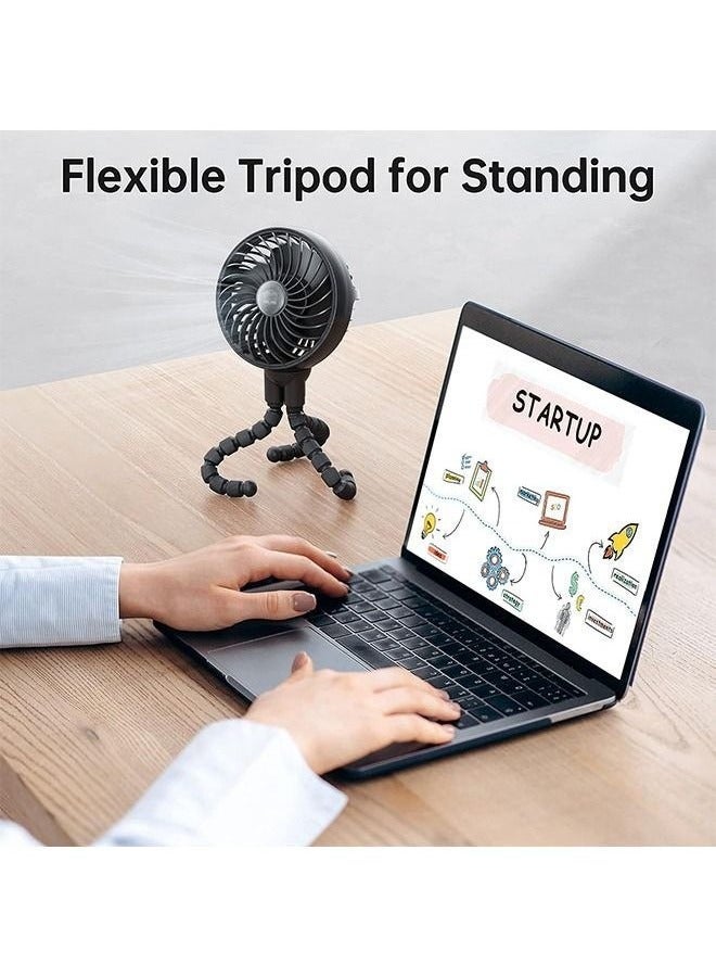 general Stroller Fan with Flexible Tripod Clip on, Mini Portable Fan USB Rechargeable Battery Operated, Small Personal Handheld Fan Cooling for Bed, Car Seat, Travel, Camping - Image 5