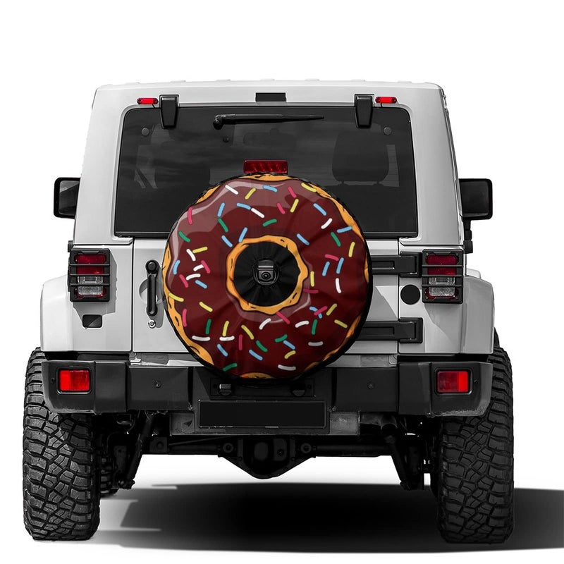 Foruidea Donut Spare Tire Cover with Backup Camera Hole Wheel Tire Cover Fit Trailer RV SUV and Many Vehicle 17inch