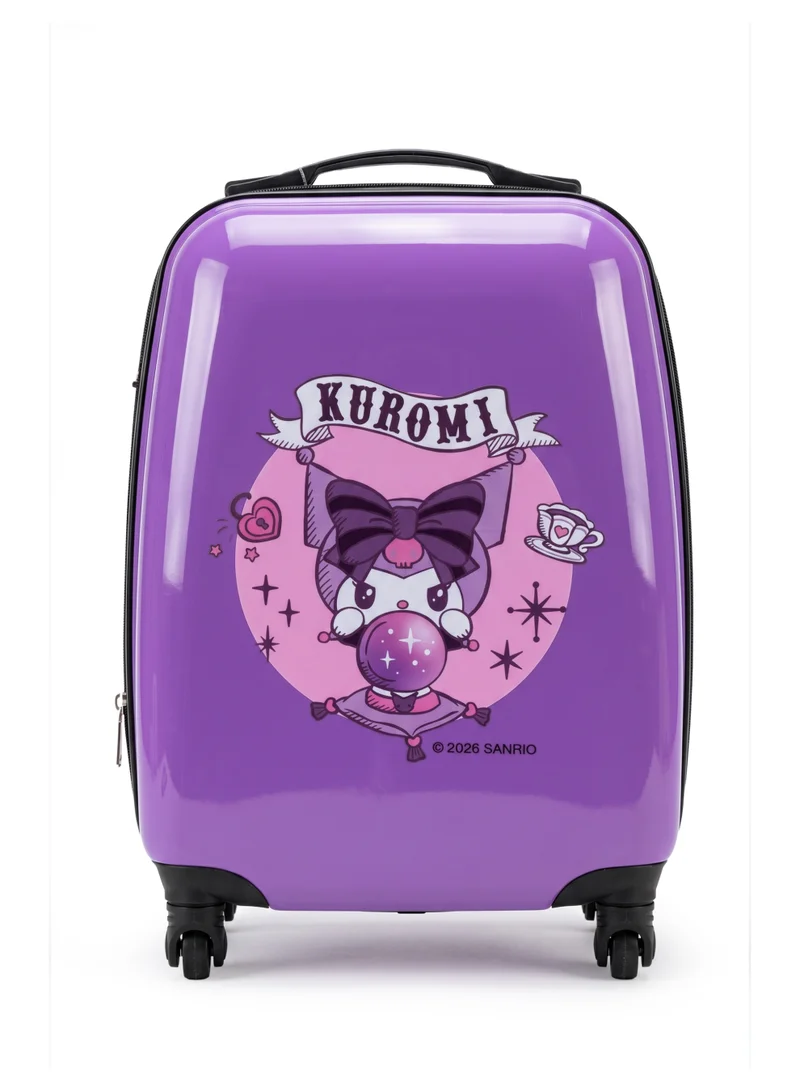 سانريو Sanrio Kuromi 16" Kids Hard Shell Trolley Luggage – Lavender ABS + PC UV Print Carry-On Suitcase with 360° Spinner Wheels