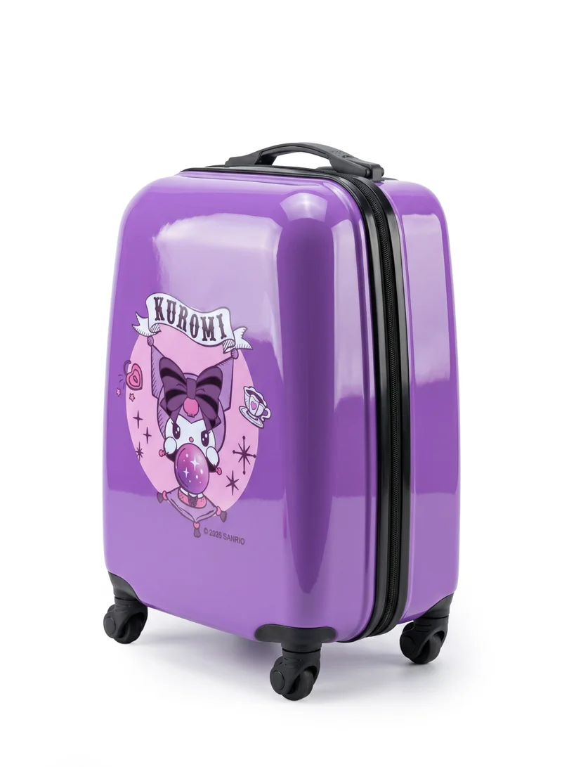 سانريو Sanrio Kuromi 16" Kids Hard Shell Trolley Luggage – Lavender ABS + PC UV Print Carry-On Suitcase with 360° Spinner Wheels