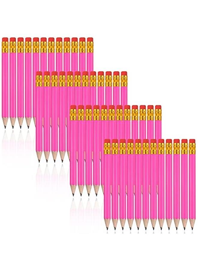 Arabest 48 Golf Pencils Mini Half Pencils Eraser Short Bulk Small Kids HB Wedding Bridal School Office Writing Drawing Pocket Red - Image 1