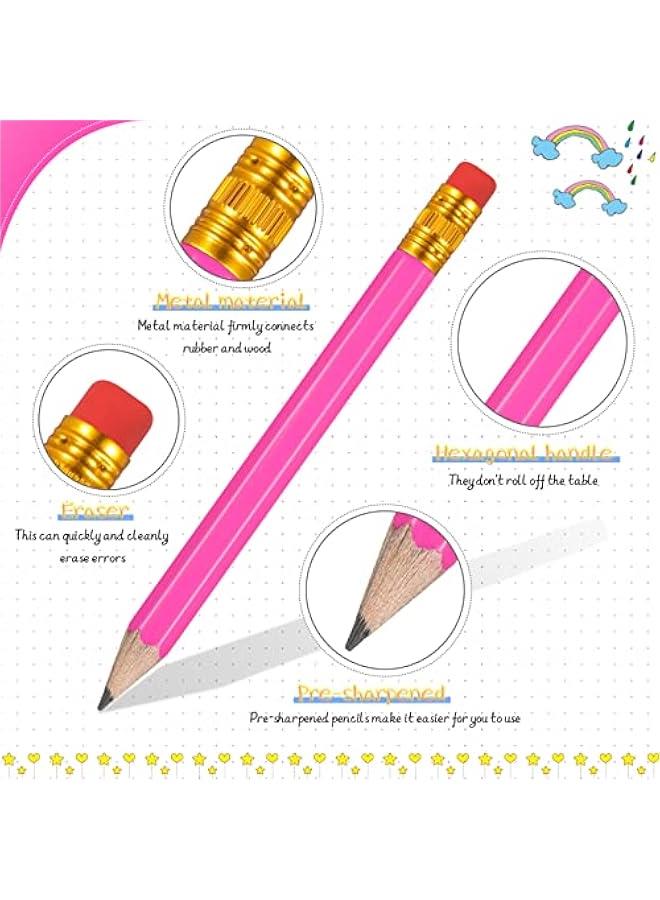 Arabest 48 Golf Pencils Mini Half Pencils Eraser Short Bulk Small Kids HB Wedding Bridal School Office Writing Drawing Pocket Red - Image 3