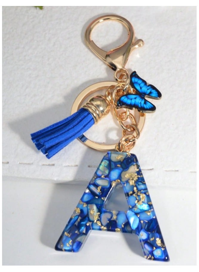 سلسلة مفاتيح للسيارة بتصميم الفراشة وحرف A