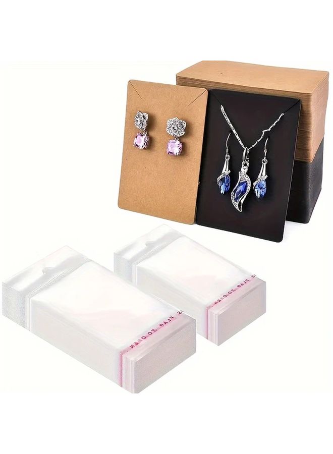 50pcs White Jewelry Display Cards With Clear Protective Sleeves Necklace Earring Organizer - Image 3