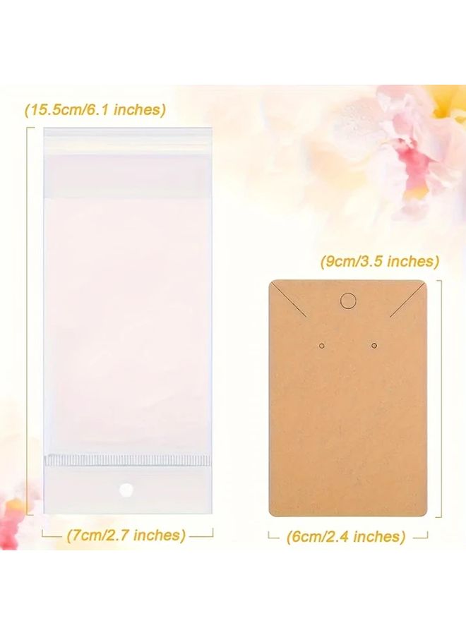50pcs White Jewelry Display Cards With Clear Protective Sleeves Necklace Earring Organizer - Image 4