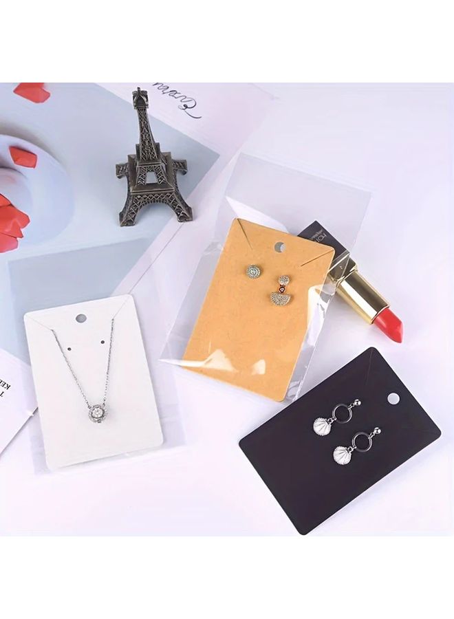50pcs White Jewelry Display Cards With Clear Protective Sleeves Necklace Earring Organizer - Image 2