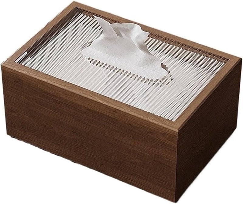 حامل علبة المناديل الخشبية من خشب الجوز بتصميم عمودي عصري للمكتب وغرفة المعيشة - Image 1