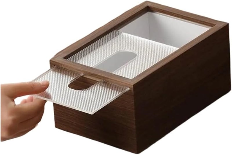 حامل علبة المناديل الخشبية من خشب الجوز بتصميم عمودي عصري للمكتب وغرفة المعيشة - Image 3