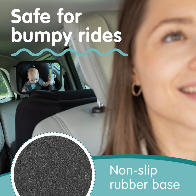 Onco Baby Car Mirror Rear Facing (2 Pack) - 100% Shatterproof & Shakeproof, Award-Winning Convex Car Mirror for Baby with 360° Rotation, Newborn Essentials (9.6 x 6.9 in) - Image 4