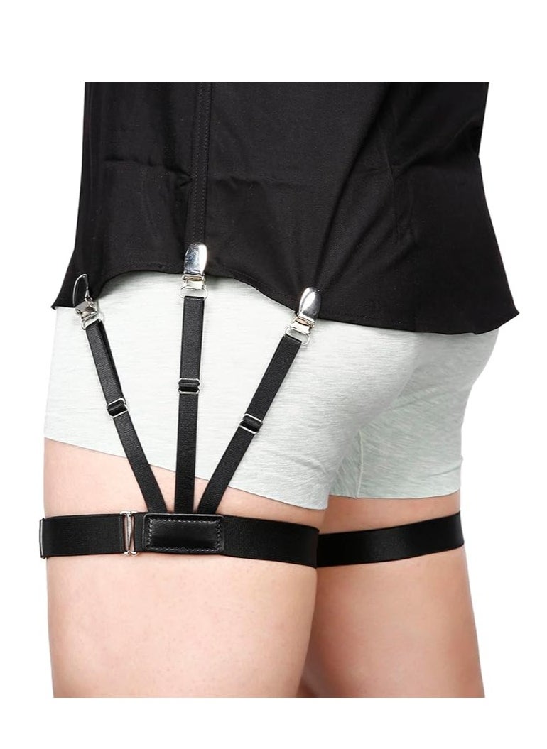 Fb Mens Shirt Stays Upgrade Adjustable Elastic Garter Military Shirts Holder with Non-slip Locking Clamps  - Image 1