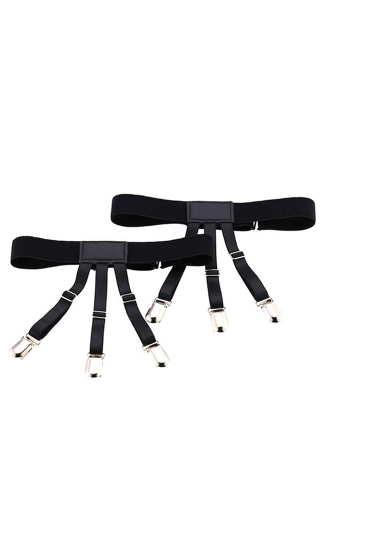 Fb Mens Shirt Stays Upgrade Adjustable Elastic Garter Military Shirts Holder with Non-slip Locking Clamps  - Image 4