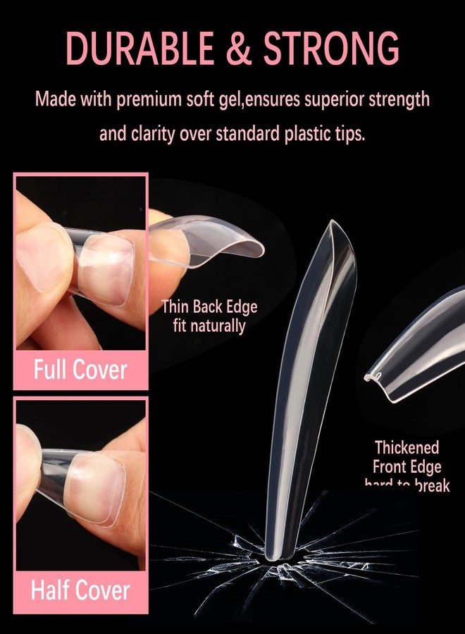 MyAoKuE-UP 500PCS Clear False Nails Tips Half Cover Lady French Style Acrylic Artificial Tip Manicure with Box of 10 Sizes for Fashion Nail Tips Art Salons and Home DIY (500Pcs-Long Ballet shape) - Image 3