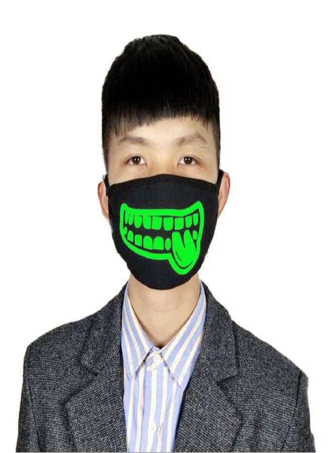 Vritraz Glow in the dark luminous Unisex Cotton Blend Face Mouth Mask Black for Man Woman Tounge - Image 3