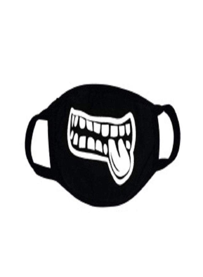 Vritraz Glow in the dark luminous Unisex Cotton Blend Face Mouth Mask Black for Man Woman Tounge - Image 1