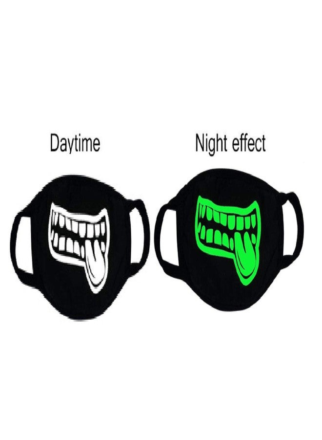 Vritraz Glow in the dark luminous Unisex Cotton Blend Face Mouth Mask Black for Man Woman Tounge - Image 2
