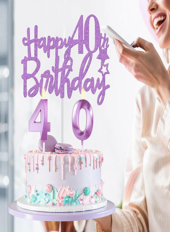 YeohJoy 40th Birthday Decorations for Women Purple with 40th Birthday Sash and Crown, Cake Topper and Candles, Number Balloons, 40 Year Old Gifts for Women - Image 4