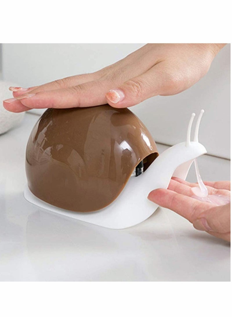 SYOSI Cute Snail Soap Dispenser Liquid Pump Storage Box Case Containers, Press Push-Type, Disinfectant Hands Lotion Bottle (Brown) - Image 2