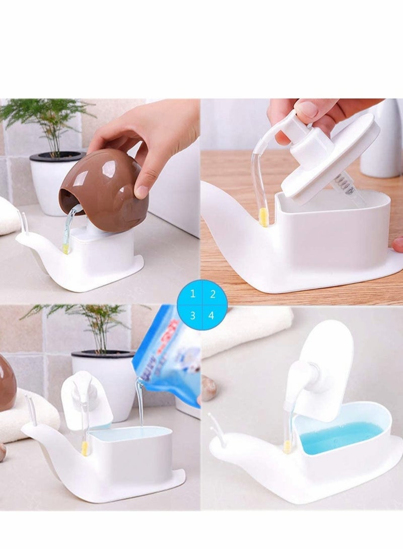 SYOSI Cute Snail Soap Dispenser Liquid Pump Storage Box Case Containers, Press Push-Type, Disinfectant Hands Lotion Bottle (Brown) - Image 4