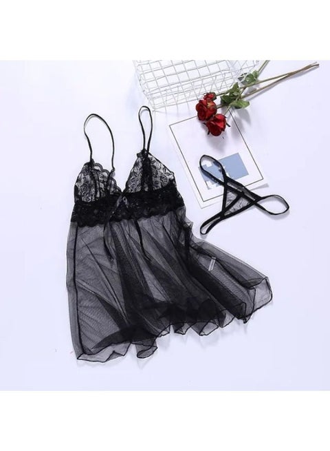 فستان نوم نسائي مع طقم ملابس داخلية