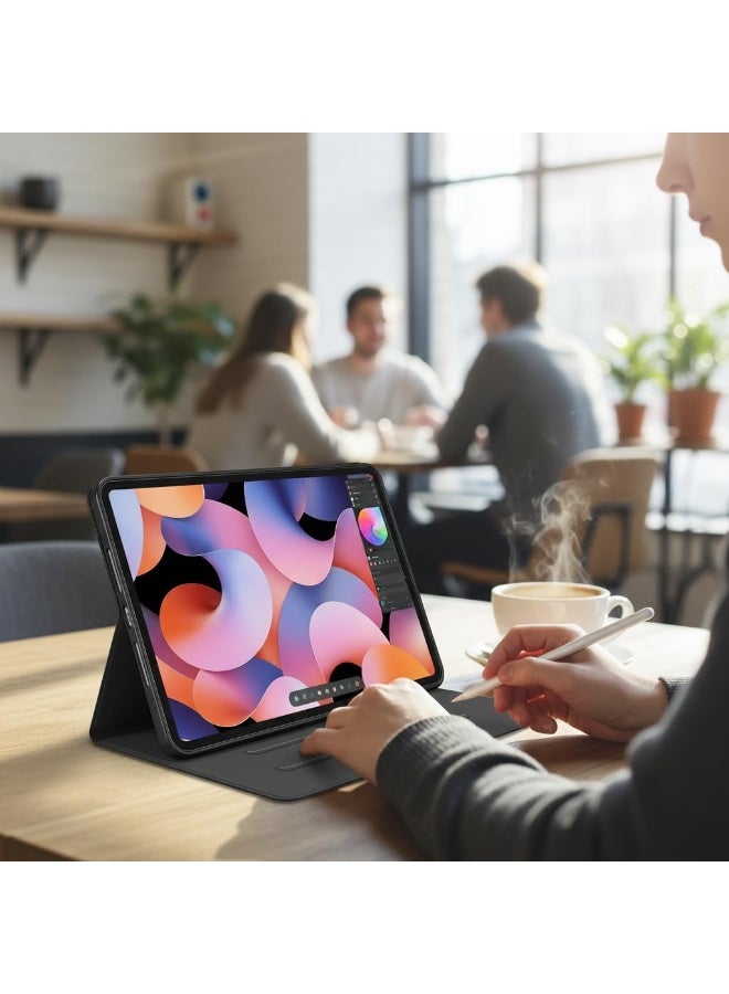 جراب لجهاز iPad مقاس 10.2 بوصة من الجيل التاسع/الثامن/السابع (2021/2020/2019) - جراب جلدي PU رفيع مع حامل، زوايا ماصة للصدمات، خاصية التشغيل/الإيقاف التلقائي - أسود - Image 4
