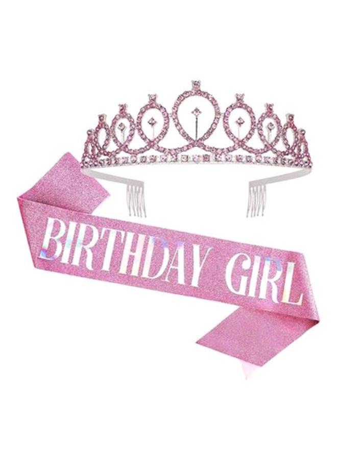 NIBEMINENT Birthday Girl Sash And Rhinestone Tiara Kit - Image 1