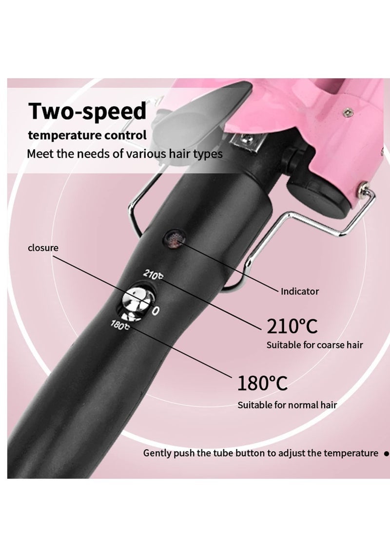3 Barrel Curling Iron,1 inch Triple Three Barrel Hair Waver Mermaid Beach Waves Curling Wand Ceramic Tourmaline Temperature Adjustable Curler Irons,Hair Crimper Fast Heating Curling Wand (Pink) - Image 2