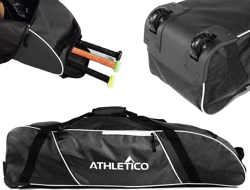 Athletico Rolling Baseball Bag Black - Image 1