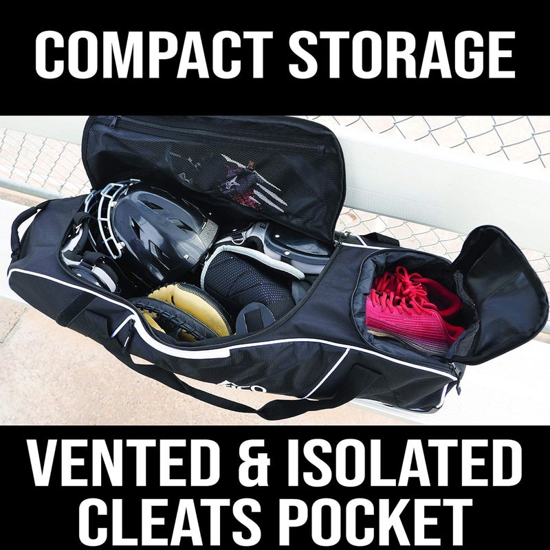 Athletico Rolling Baseball Bag Black - Image 2