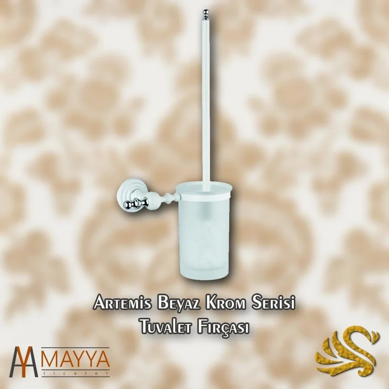 Saray Banyo Saray Bathroom Artemis White Chrome Toilet Brush