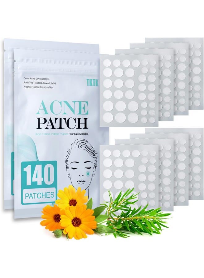 TKTK Acne Patch Pimple Patch, 4 Sizes 280 Patches Acne Absorbing Cover Patch, Hydrocolloid Invisible Acne Patches For Face Zit Patch Acne Dots Tea Tree, Calendula Oil - 2 Pack - Image 1
