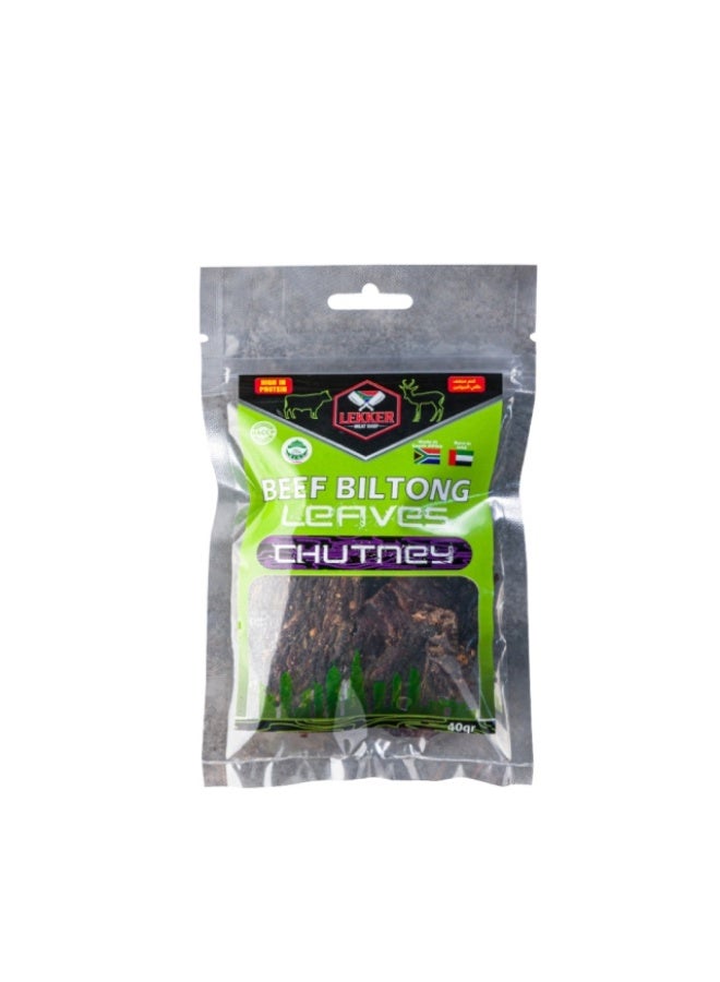 Beef Biltong Leaves, Chutney Chilli - 40g, UAE