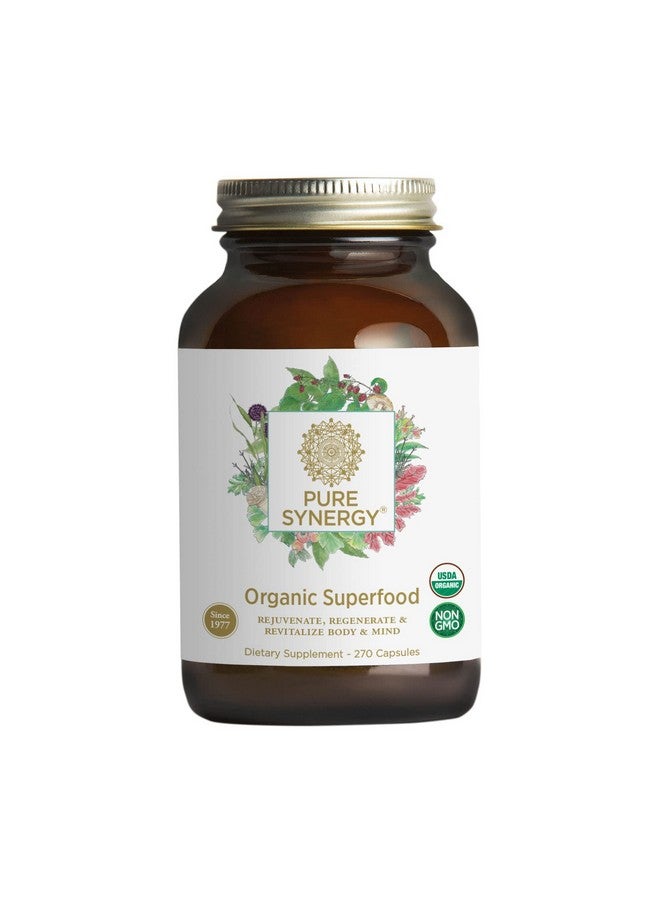 Pure Synergy Superfood ; 270 Capsules ; Certified Organic ; Nongmo ; Green Superfood With 60+ Greens Veggies And Herbs For Energy And Wellness - Image 2