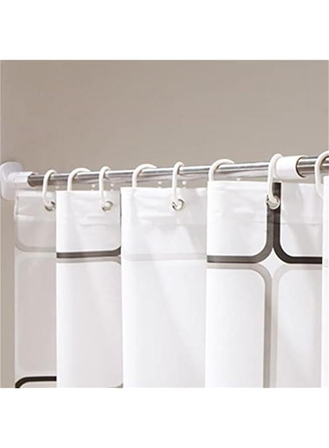 Beauenty Transparent Square Printed Shower Curtain with Anti-mold Grid PEVA Waterproof 180 x 200 cm - Image 2